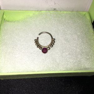 Sterling Silver Septum ring with amethyst jewel